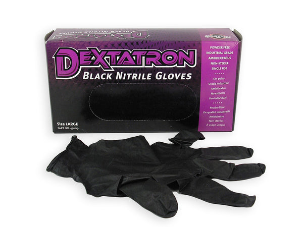 Dextatron Black Nitrile Gloves - Powder free