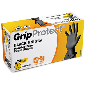 GripProtect® 6 Mil BLACK Nitrile Powder-Free Gloves